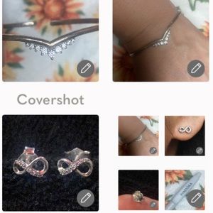 Pandora 925 Infinity Studs+cuff bracelet+Pandora pen🖊